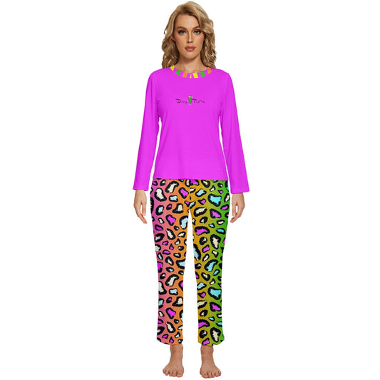 Dizzy Pickle Amber Rainbow Women's Pickleball Long Sleeve Lightweight Cropped Pajamas Set