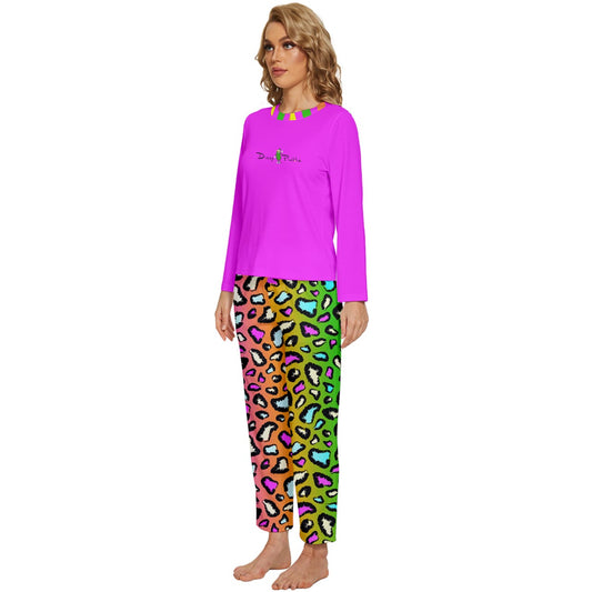 Dizzy Pickle Amber Rainbow Women's Pickleball Long Sleeve Lightweight Cropped Pajamas Set