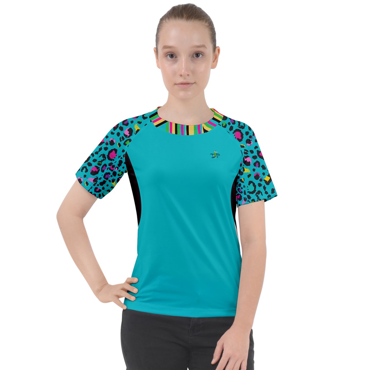 Dizzy Pickle Amber Cool Teal Women's Pickleball Sport Raglan Short Sleeve T-Shirt