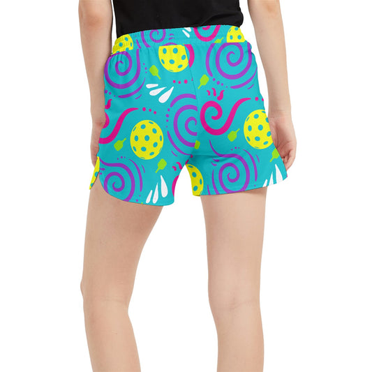 Dizzy Pickle It's Swell Blue Women's Pickleball Side-Split Shorts