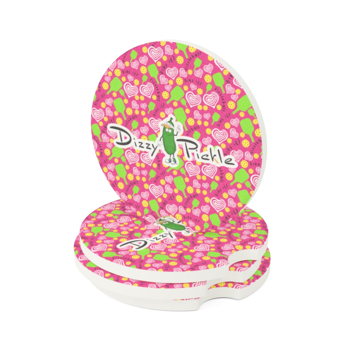 Dizzy Pickle Dinking Diva Hearts PG Soapstone Car Coaster