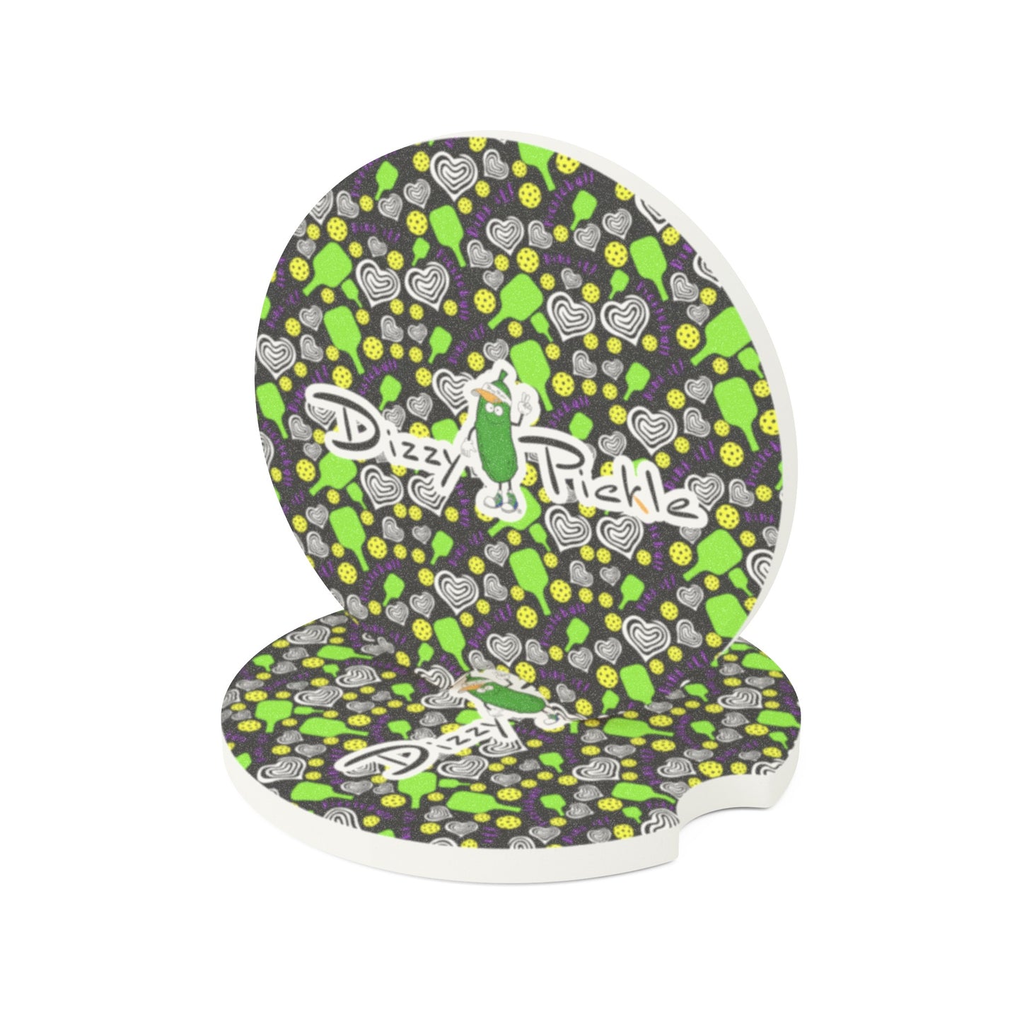 Dizzy Pickle Dinking Diva Hearts BG Soapstone Car Coaster