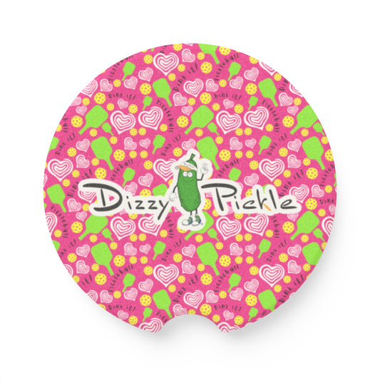 Dizzy Pickle Dinking Diva Hearts PG Soapstone Car Coaster