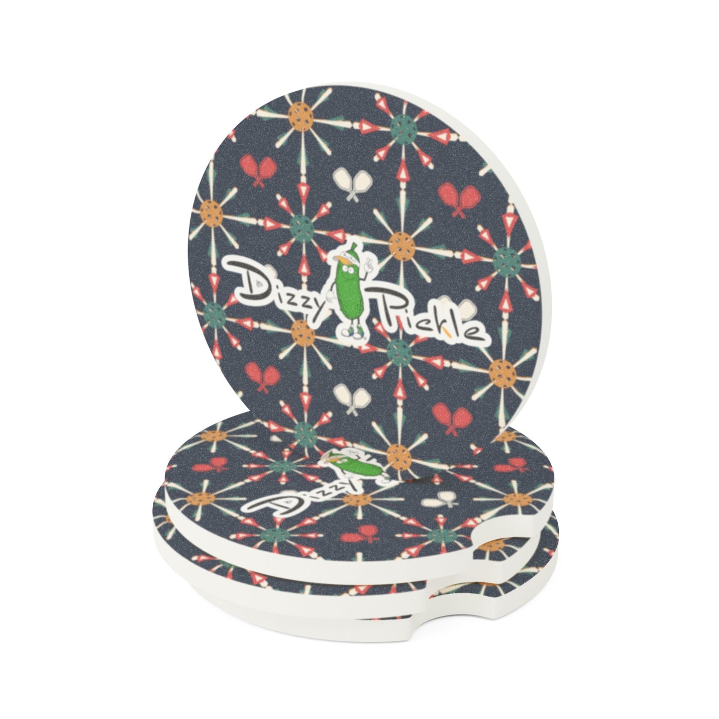 Dizzy Pickle Penny Paddles and Balls Blues Soapstone Car Coaster