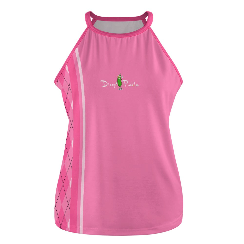 Dizzy Pickle Ashley Argyle Pink Women's Pickleball Crew Neck Vest