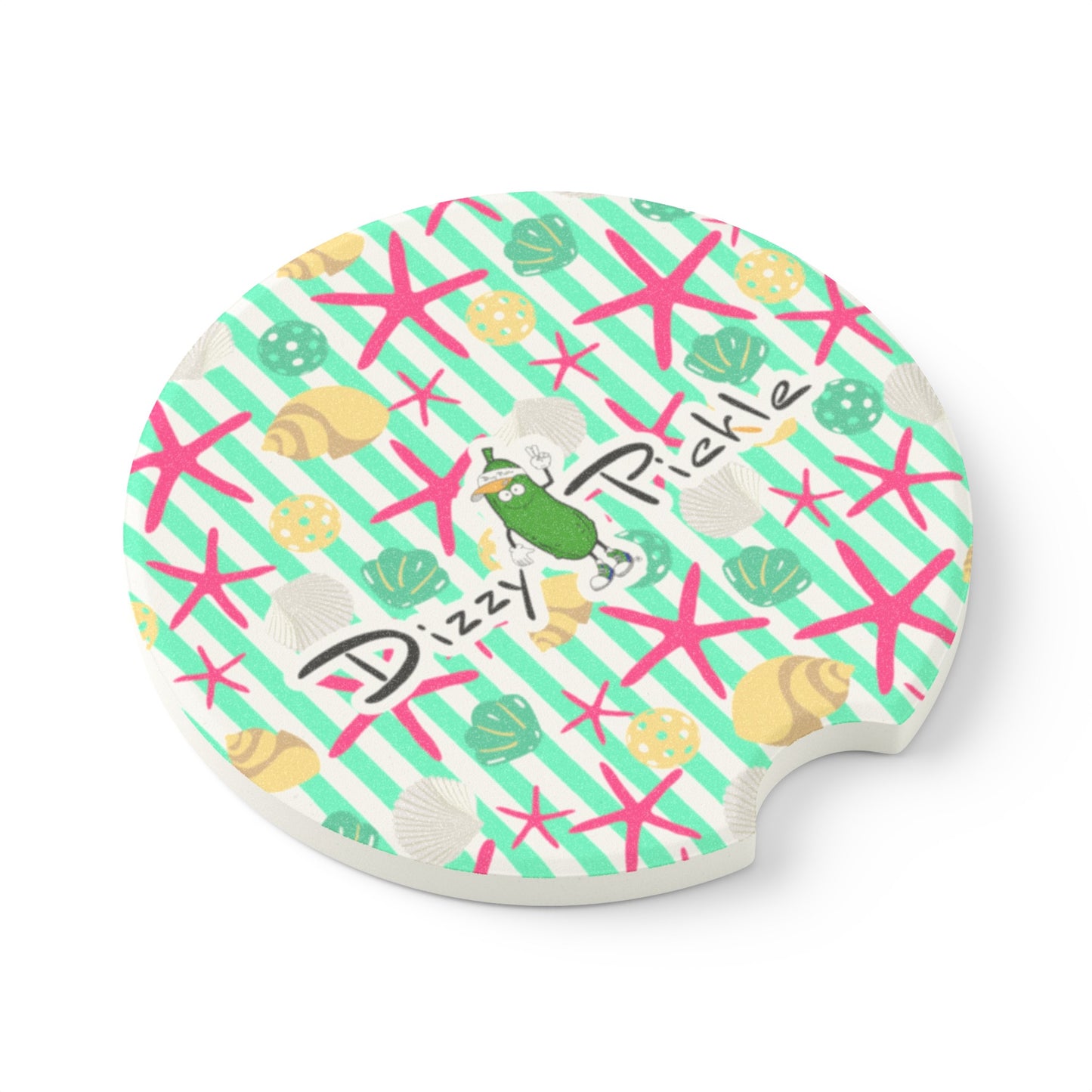 Dizzy Pickle MaryEllen Stripes Soapstone Car Coaster