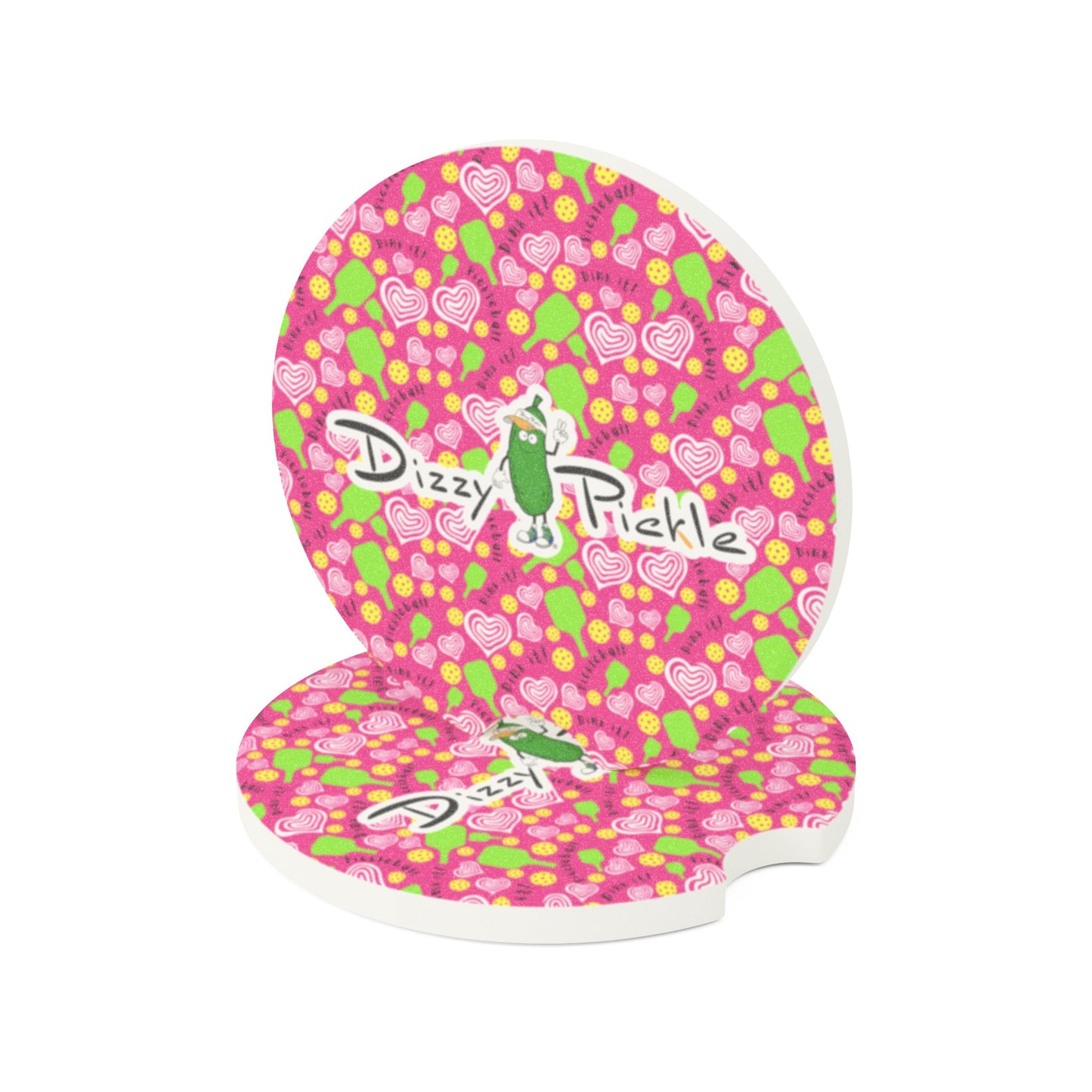 Dizzy Pickle Dinking Diva Hearts PG Soapstone Car Coaster