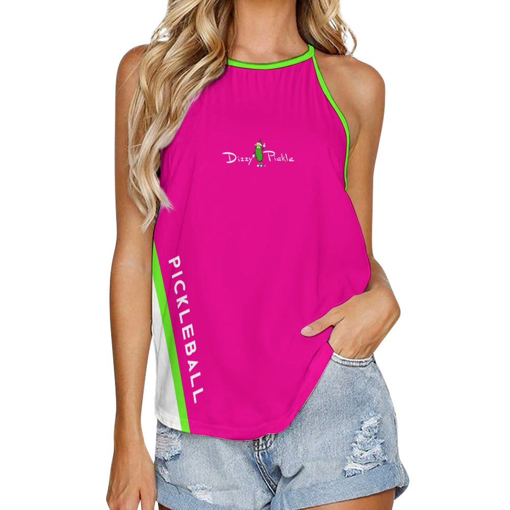 Dizzy Pickle Performance DS Women's Pickleball Sleeveless Crew Neck Vest Pink Lime Green