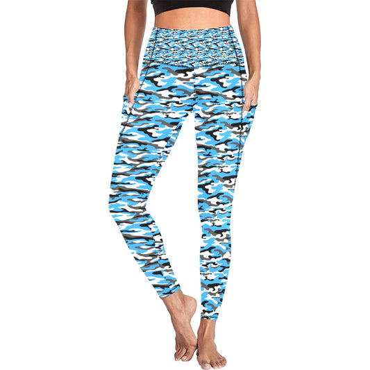 Dizzy Pickle Jan Blue Women's Pickleball Performance Leggings (Ankle Length, High-Waisted, & Two Side Pockets)