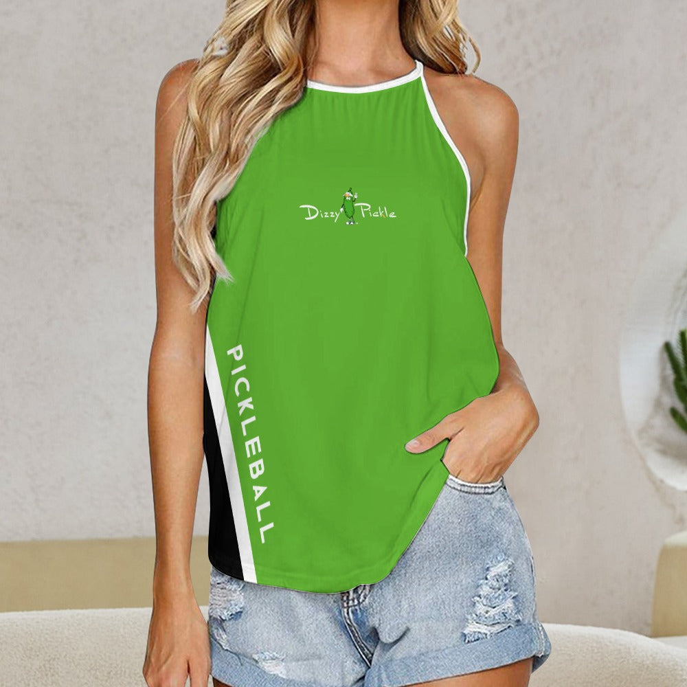 Dizzy Pickle Performance DS Women's Pickleball Sleeveless Crew Neck Vest Pickle Green Black