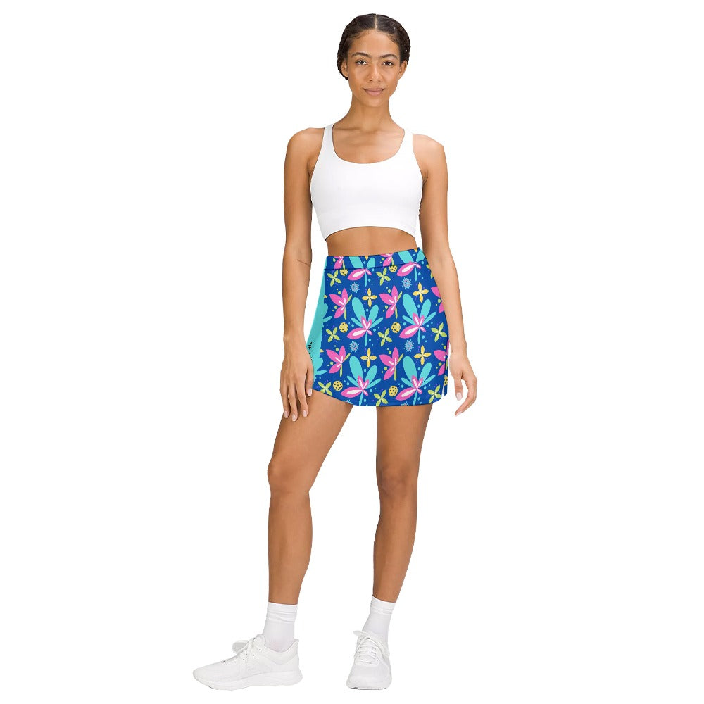 Dizzy Pickle Donna Blue Straight-Line Skirt with Inner Shorts and Pocket