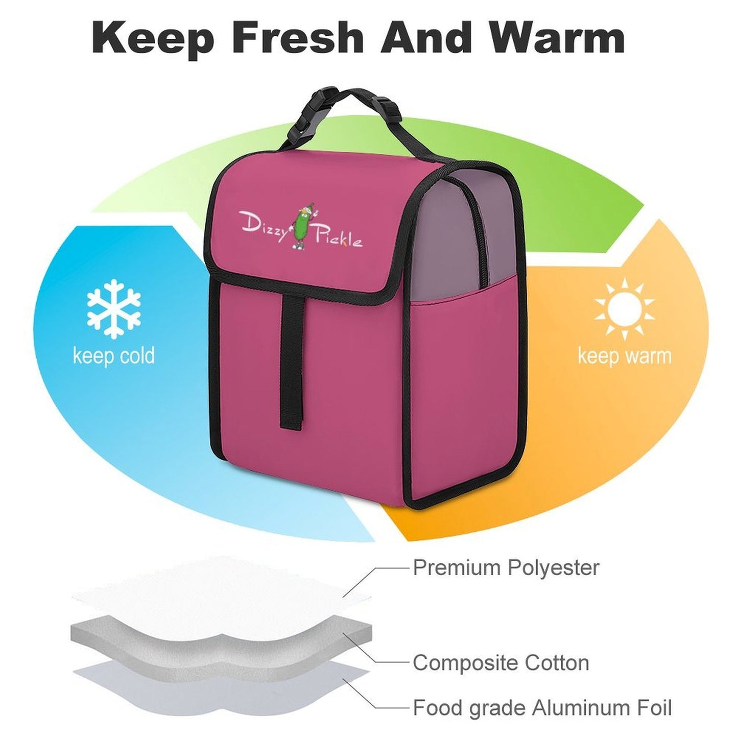 Custom Flip Top Insulated Lunch Bag Thermal Cooler Tote With Handle