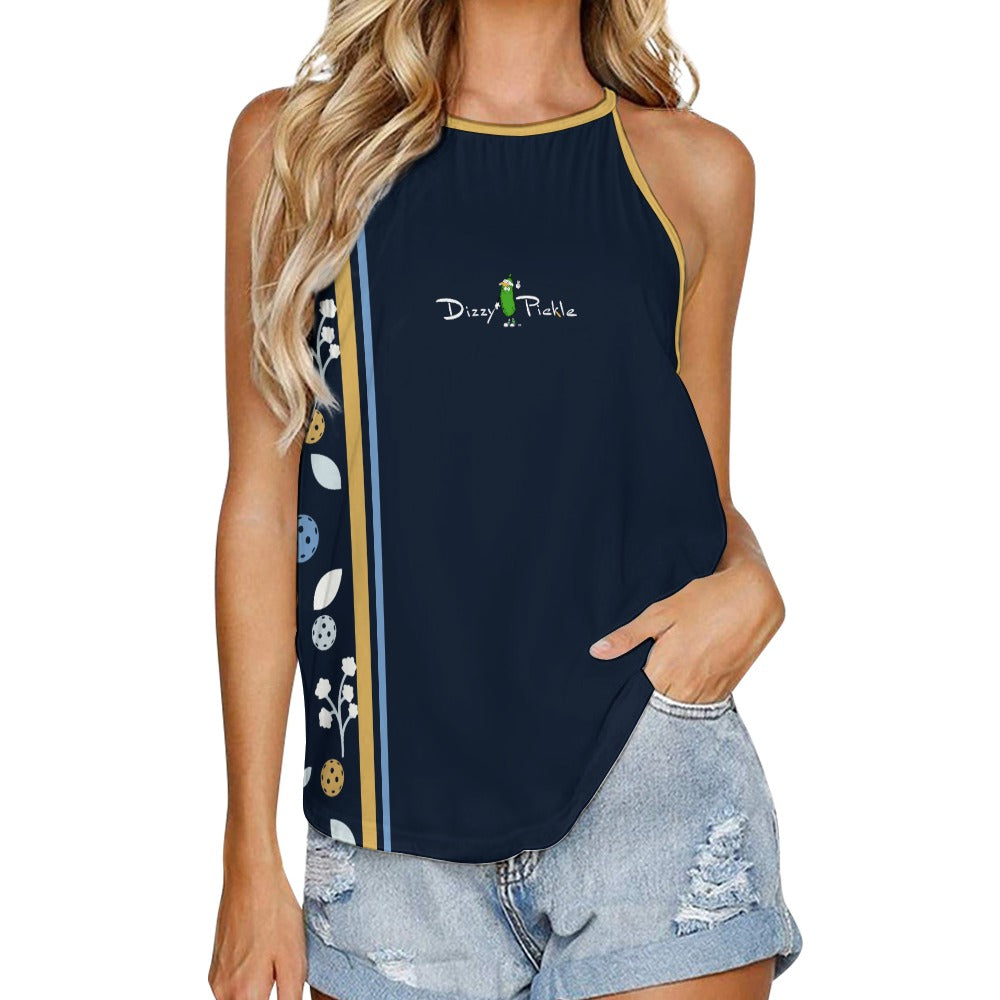 Dizzy Pickle Lesley Dark Blue Women's Pickleball Sleeveless Crew Neck Vest Tank Top