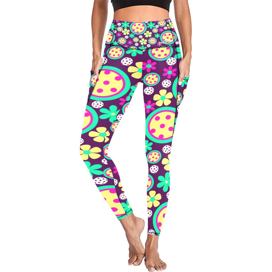 Dizzy Pickle Charlotte Women's Pickleball Performance Leggings (Ankle Length, High-Waisted, & Two Side Pockets)