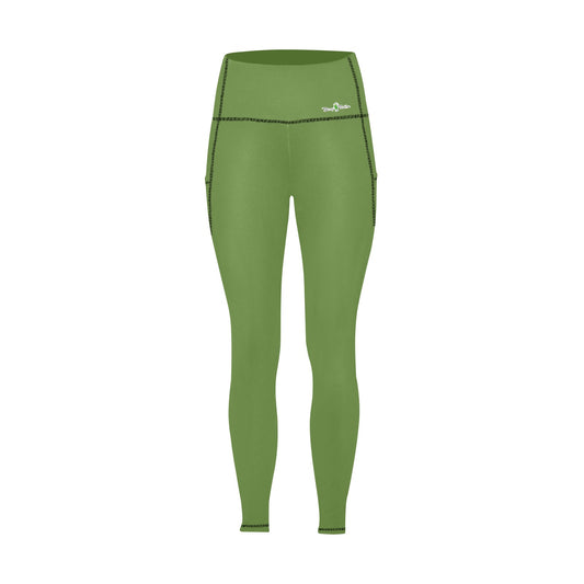 Dizzy Pickle DZY P Classic Fern Green Women's Pickleball Performance Leggings (Ankle Length, High-Waisted, & Two Side Pockets)