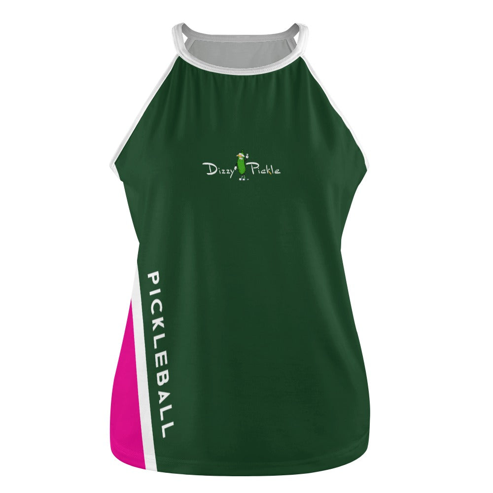 Dizzy Pickle Performance DS Women's Pickleball Sleeveless Crew Neck Vest Pine Green Fuchsia