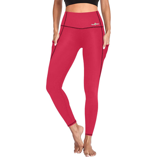 Dizzy Pickle DZY P Classic Arizona Red Women's Pickleball Performance Leggings (Ankle Length, High-Waisted, & Two Side Pockets)