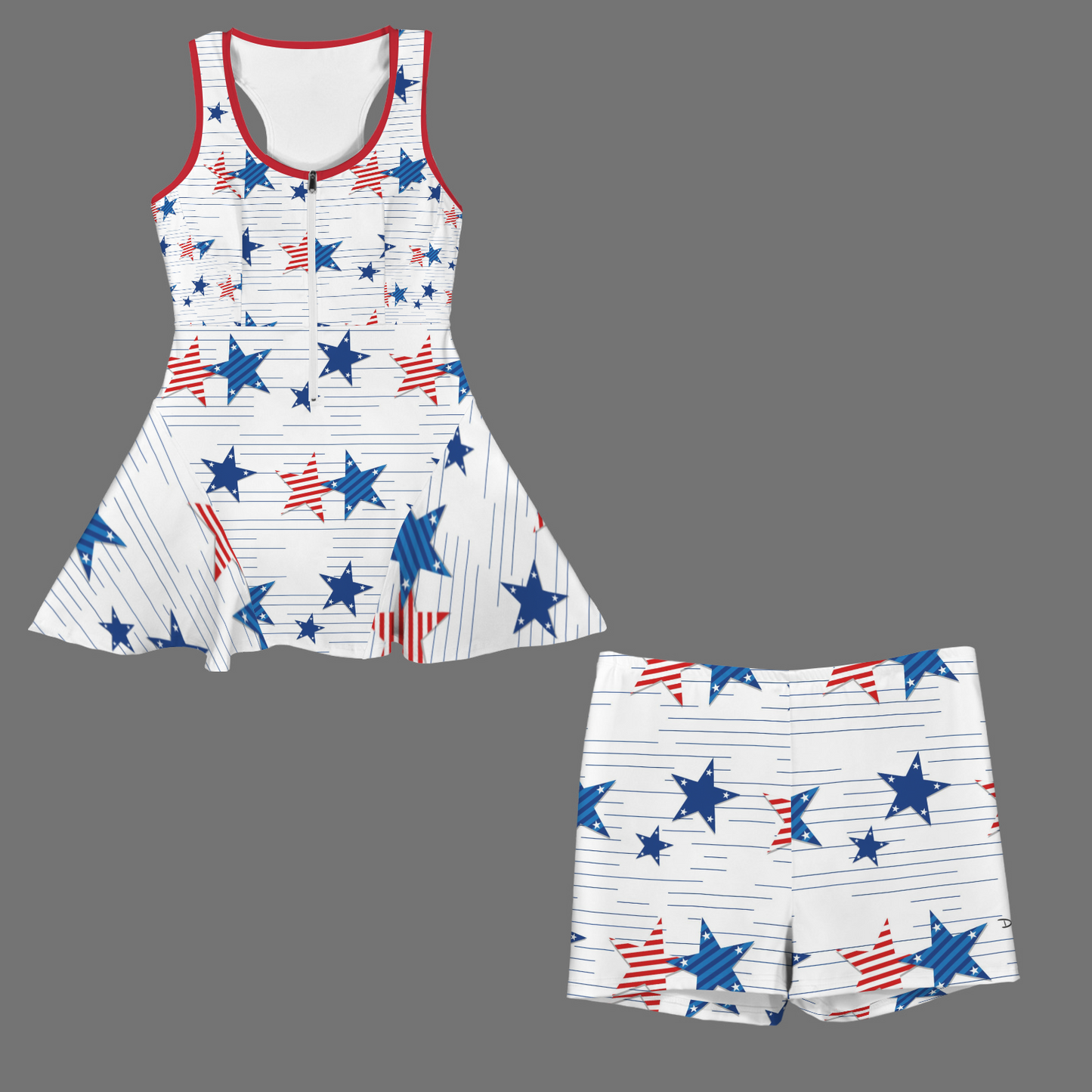 Dizzy Pickle Women's Razor Back Front Zip 2-in-1 Tank Dress and Shorts