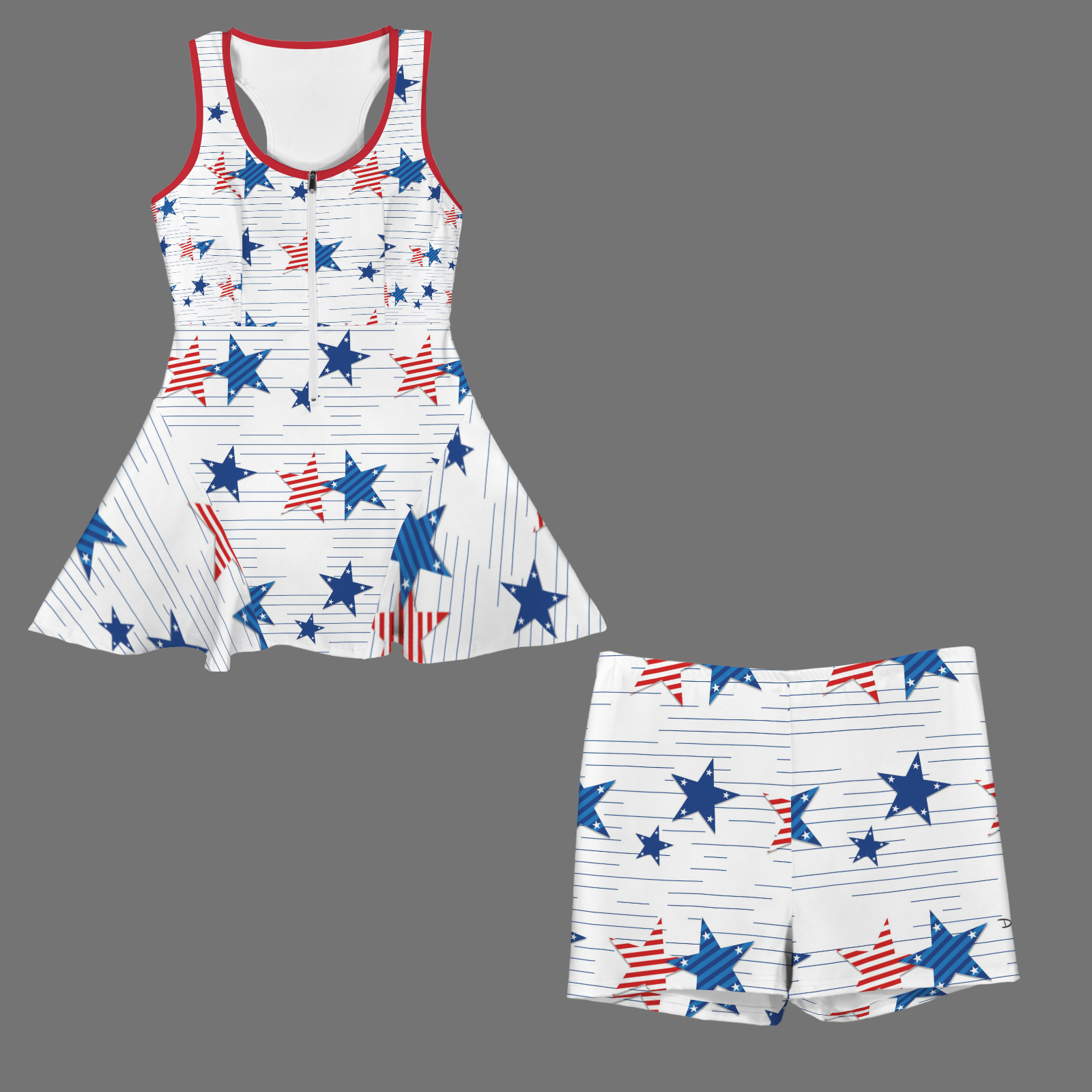 Dizzy Pickle Women's Razor Back Front Zip 2-in-1 Tank Dress and Shorts