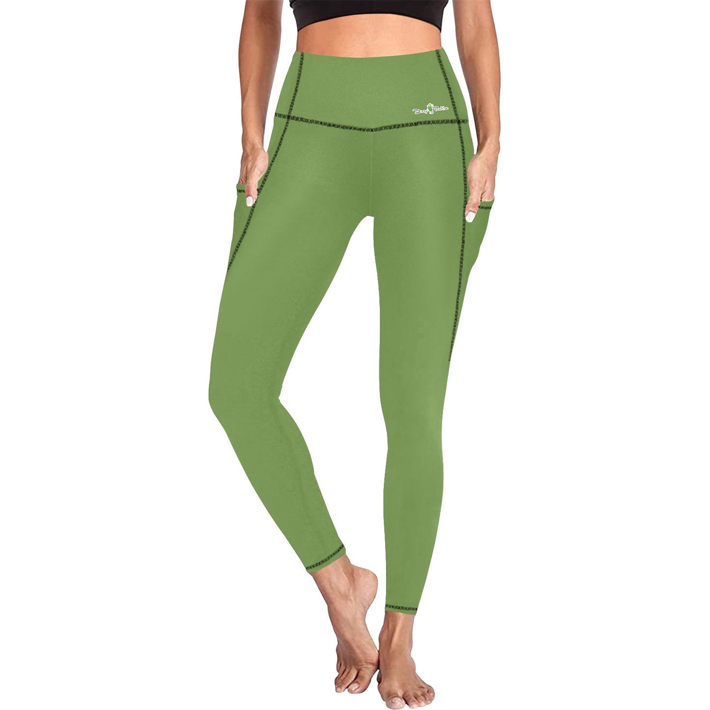 Dizzy Pickle DZY P Classic Fern Green Women's Pickleball Performance Leggings (Ankle Length, High-Waisted, & Two Side Pockets)