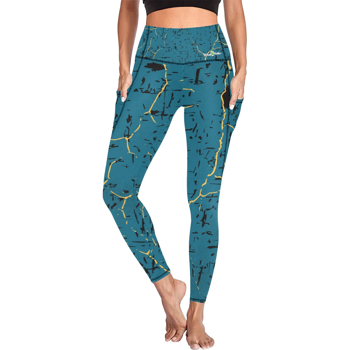 Dizzy Pickle Lynne Turquoise Women's Pickleball Performance Leggings (Ankle Length, High-Waisted, & Two Side Pockets)