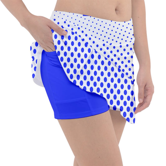 Dizzy Pickle Kim Blue Polka Dots Women's 15" Classic Pickleball Skort