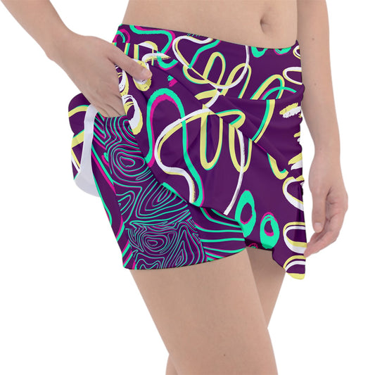 LARGE Dizzy Pickle Charlotte Wiggles Classic Women's 15" Pickleball Pleated Skorts with Inner Shorts & Pockets Plum