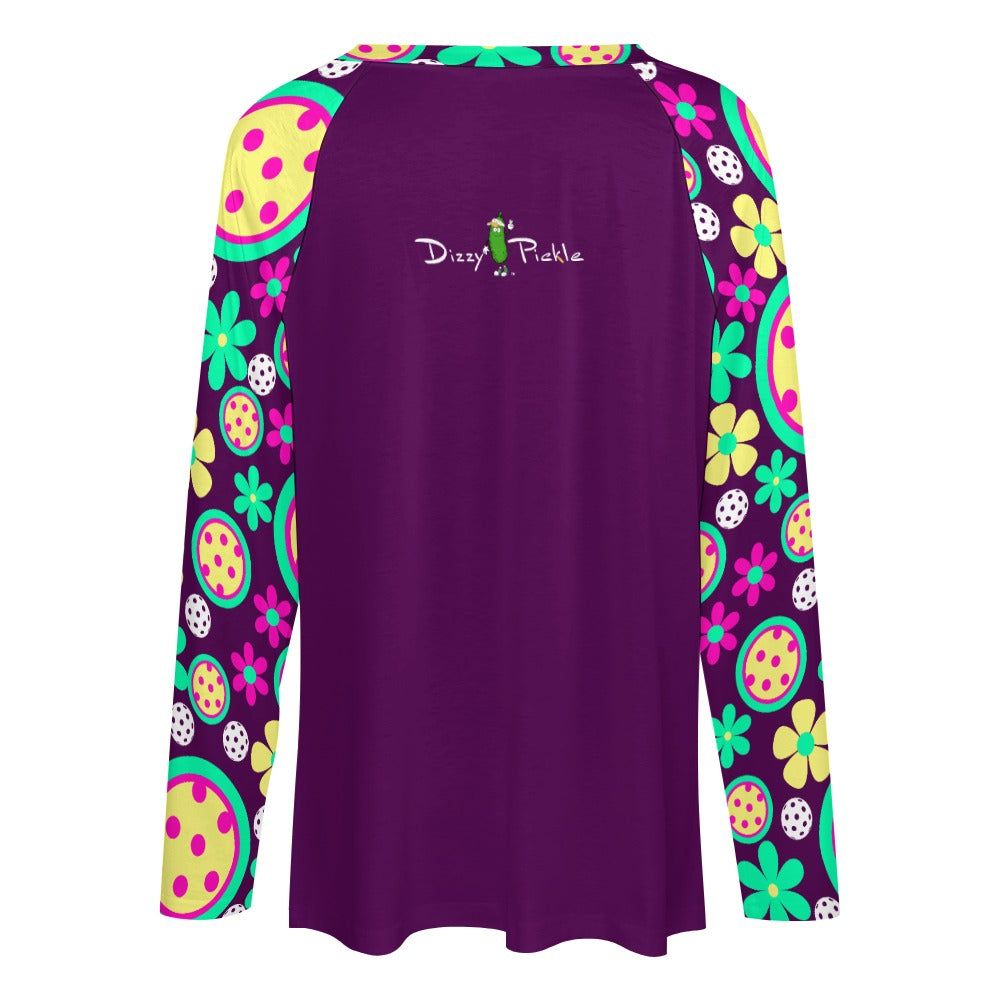 Dizzy Pickle Charlotte Collection Women's Pickleball Long sleeve Double Layered V-Neck Loose Tee