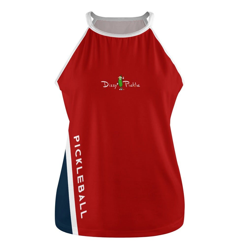 Dizzy Pickle Performance DS Women's Pickleball Sleeveless Crew Neck Vest Dark Red Navy Blue