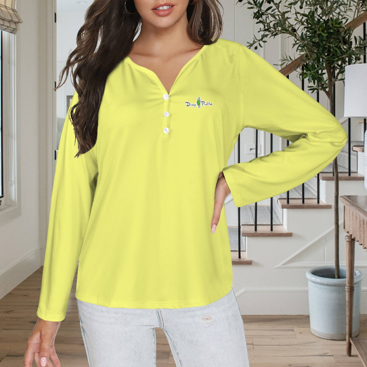Three Button Long Sleeve Yellow