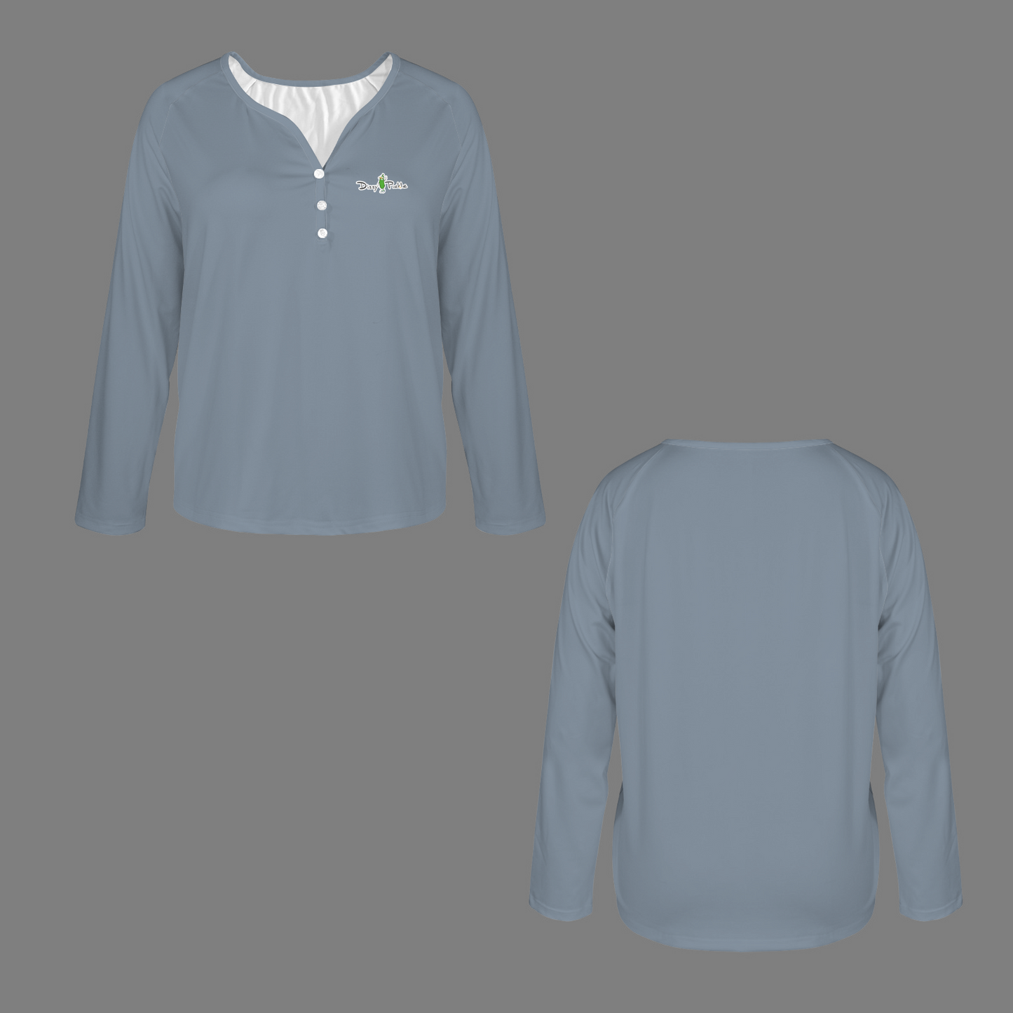 Three Button Long Sleeve Ocean Blue