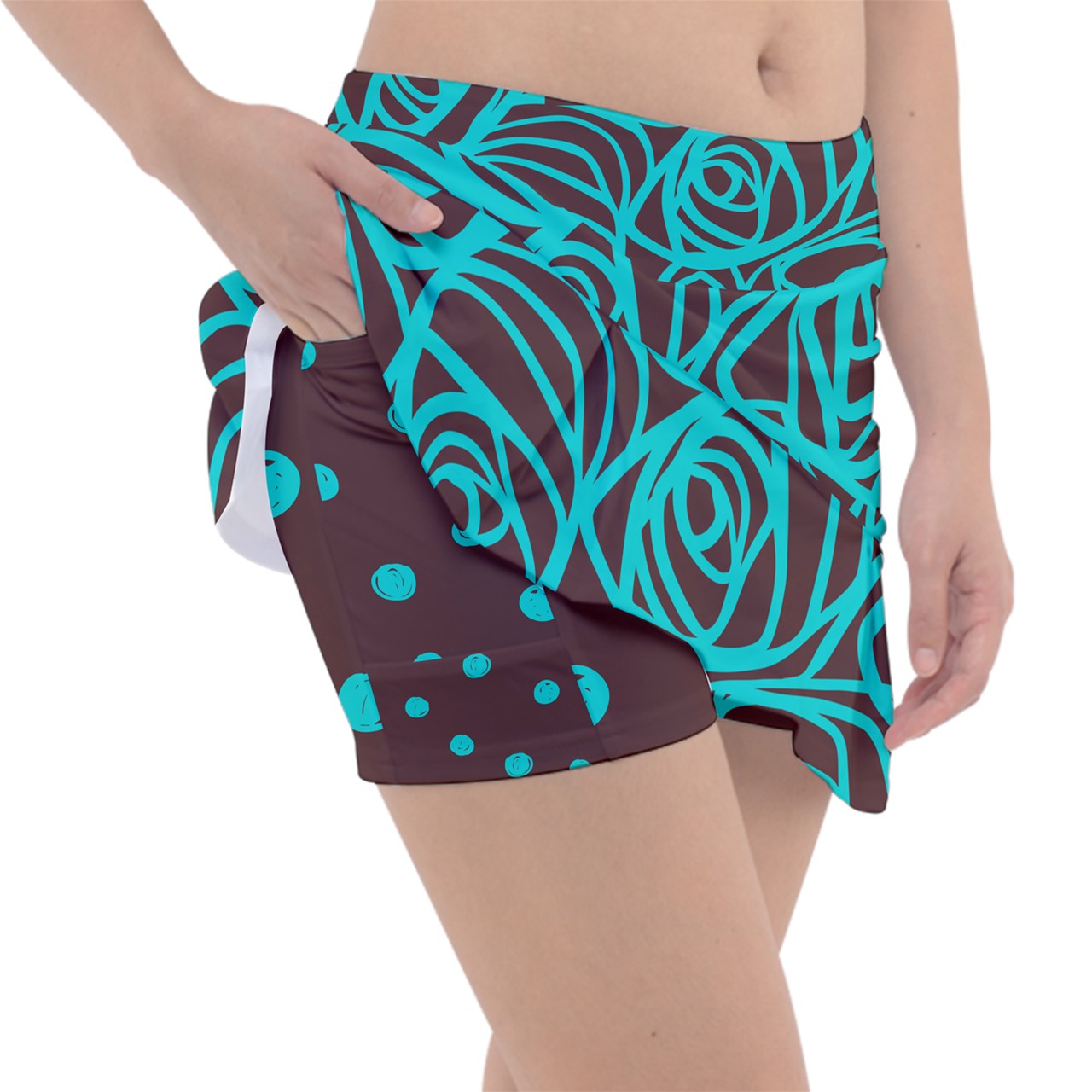 Dizzy Pickle Esther Blooms Brown Women's Classic Pickleball Skort with Inner Shorts with Pockets