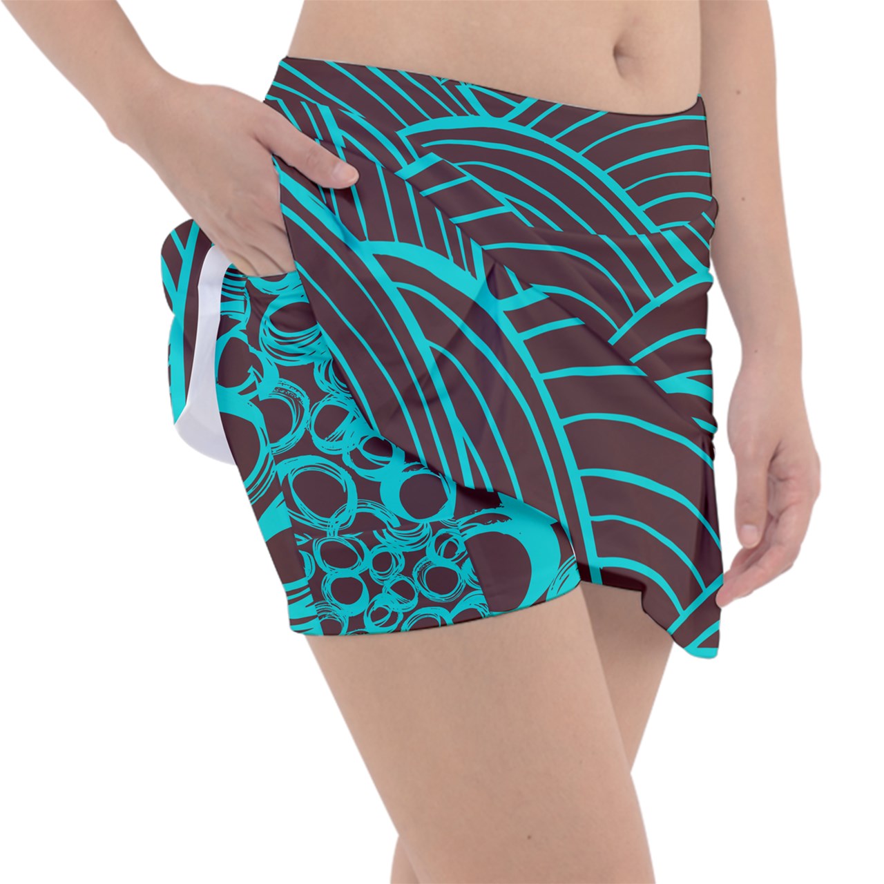 Dizzy Pickle Esther Grooves Brown Women's Classic Pickleball Skort with Inner Shorts with Pockets