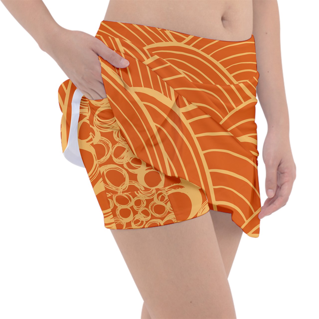 Dizzy Pickle Esther Grooves Orange Women's Classic Pickleball Skort with Inner Shorts with Pockets