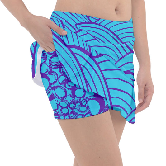 Dizzy Pickle Esther Grooves Teal Women's Classic Pickleball Skort with Inner Shorts with Pockets