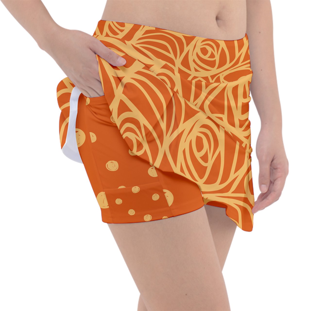 Dizzy Pickle Esther Blooms Orange Women's Classic Pickleball Skort with Inner Shorts with Pockets