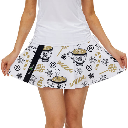 Dizzy Pickle Christmas Cappuccino Women's Pickleball 15" Court Skorts with Inner Shorts