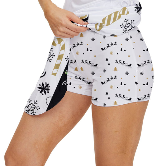 Dizzy Pickle Christmas Cappuccino Women's Pickleball 15" Court Skorts with Inner Shorts