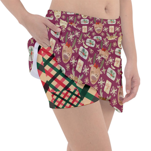 Dizzy Pickle Christmas Reindeer Women's Pickleball Classic 15" Pickleball Skort with Inner Shorts