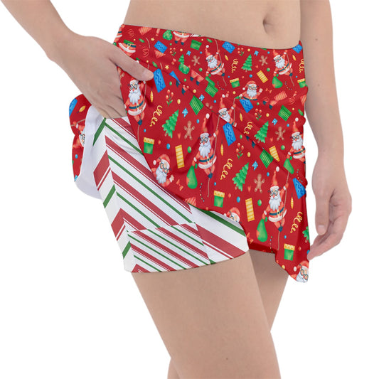 Dizzy Pickle Christmas Santa's Party Red Women's Pickleball Classic 15" Pickleball Skort with Inner Shorts