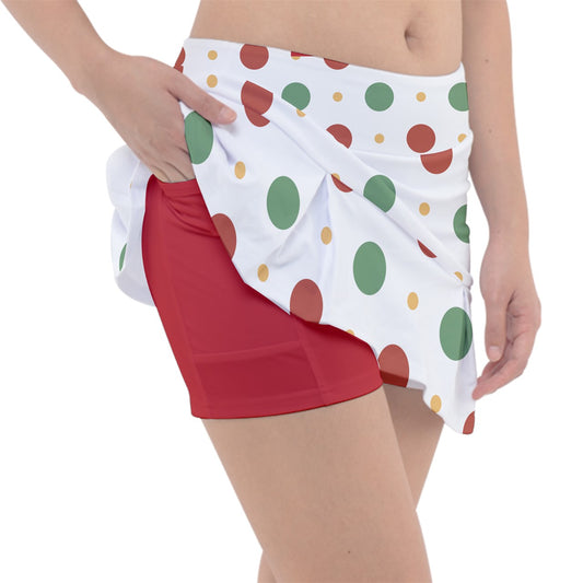 Dizzy Pickle Christmas Polka Dots Red Green Women's Pickleball Classic 15" Pickleball Skort with Inner Shorts