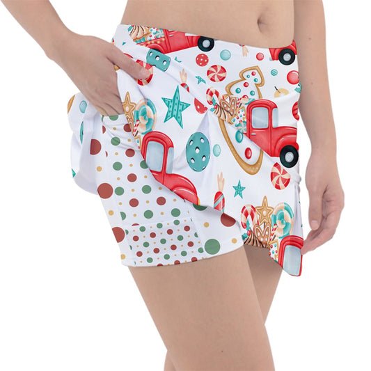 Dizzy Pickle Christmas Red Truck Women's Pickleball Classic 15" Pickleball Skort with Inner Shorts