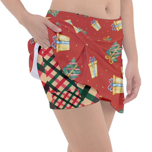 Dizzy Pickle Christmas All Wrapped Up Women's Pickleball Classic 15" Pickleball Skort with Inner Shorts