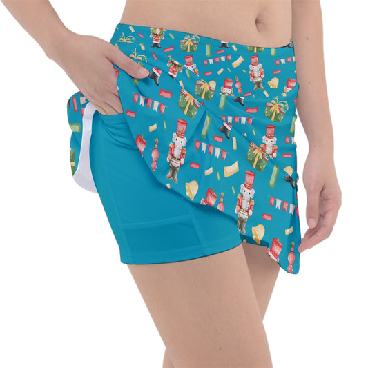 Dizzy Pickle Christmas Nutcrackers Blue Women's Pickleball Classic 15" Pickleball Skort with Inner Shorts