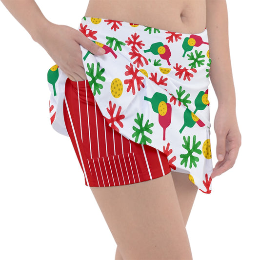 Dizzy Pickle Christmas Paddles Women's Pickleball Classic 15" Pickleball Skort with Inner Shorts