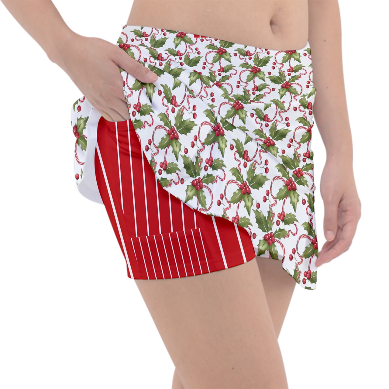 Dizzy Pickle Christmas Holly Women's Pickleball Classic 15" Pickleball Skort with Inner Shorts