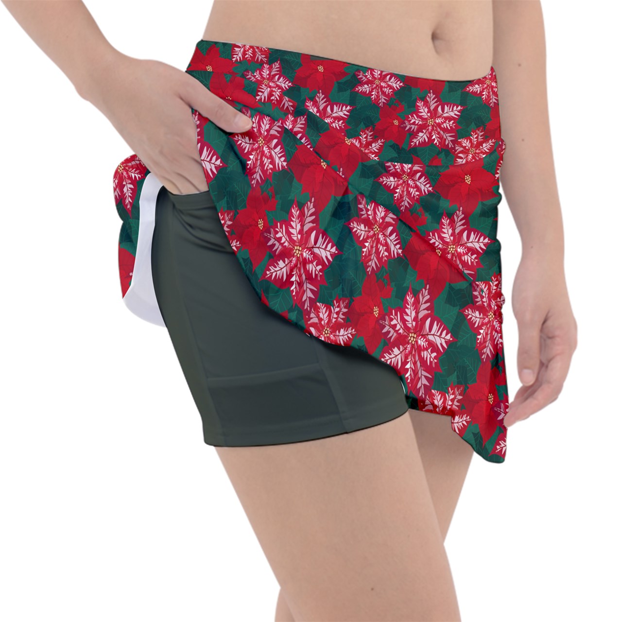 Dizzy Pickle Christmas Blooms Women's Pickleball Classic 15" Pickleball Skort with Inner Shorts