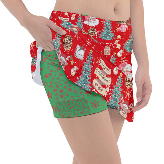 Dizzy Pickle Christmas Merry and Bright Women's Pickleball Classic 15" Pickleball Skort with Inner Shorts