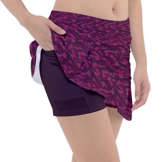 Dizzy Pickle Jan Wine_Pink Women's Pickleball Classic 15" Pickleball Skort with Inner Shorts