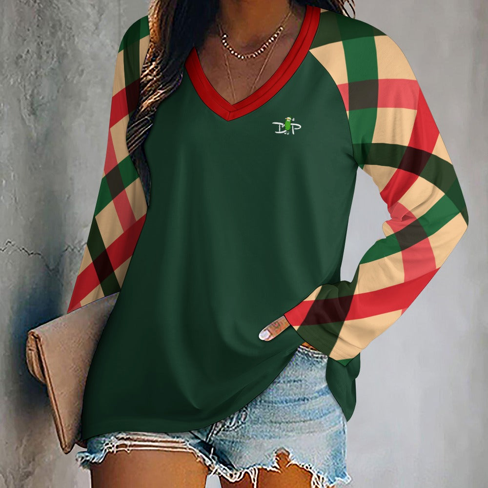 Dizzy Pickle Christmas Holly Cheer Collection Variety Set 6 Women's Pickleball Double Layered V-Neck Loose Tee